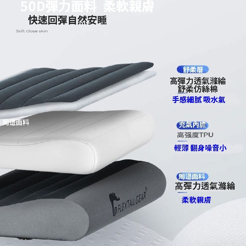 Flextail 輕量B型充氣枕 旅行枕 腰枕 户外露營 午睡充氣吹氣枕 頭靠腰枕:圖片 6